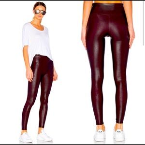 SPANX Faux Leather Leggings - Burgundy Wine color